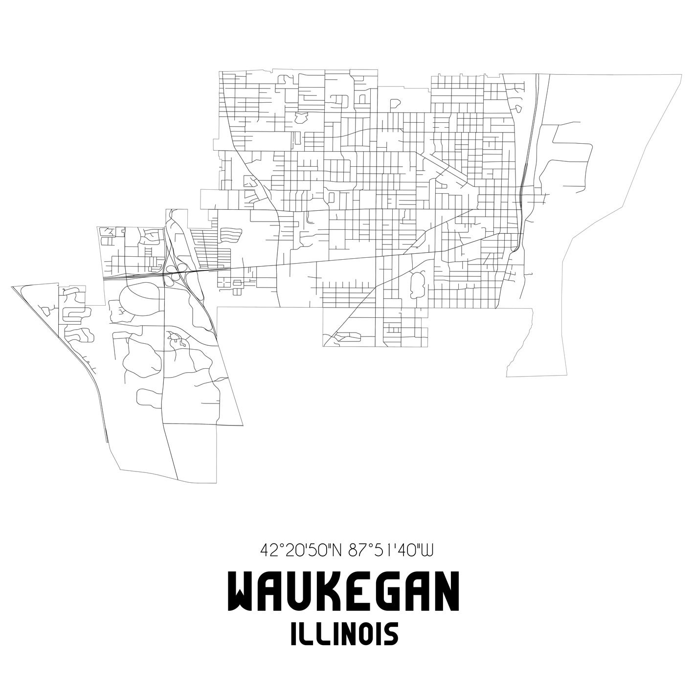 Street map of Waukegan