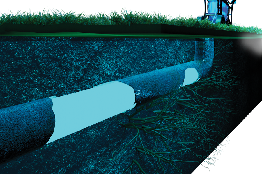 Diagram of cured-in-place-pipe underground