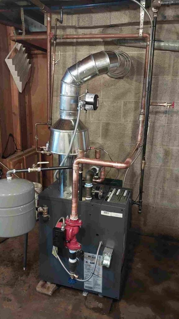 Newly installed boiler in Chicago basement