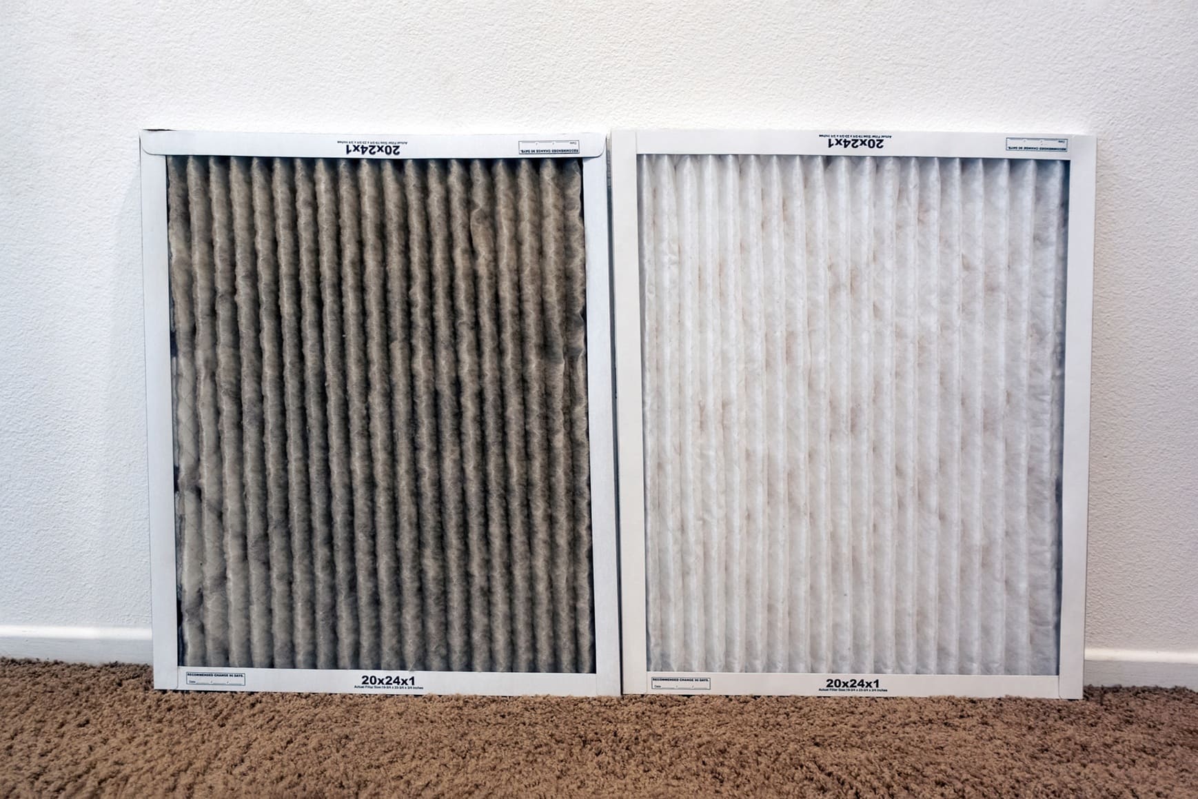 Dirty vs clean furnace filter comparison