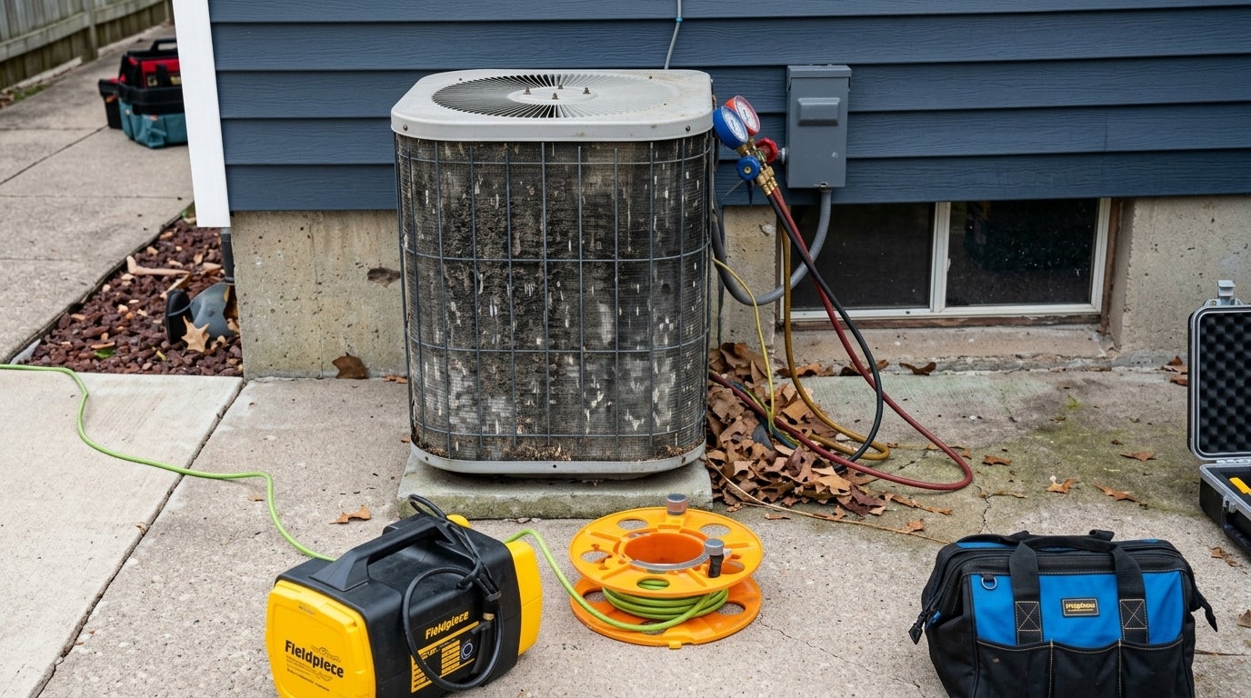 Old dirty AC system before being replaced 2026